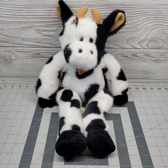 Build A Bear Plush Holstein Cow Bovine Bell on Red Ribbon Farm Animal 1997 Vtg - Picture 1 of 10